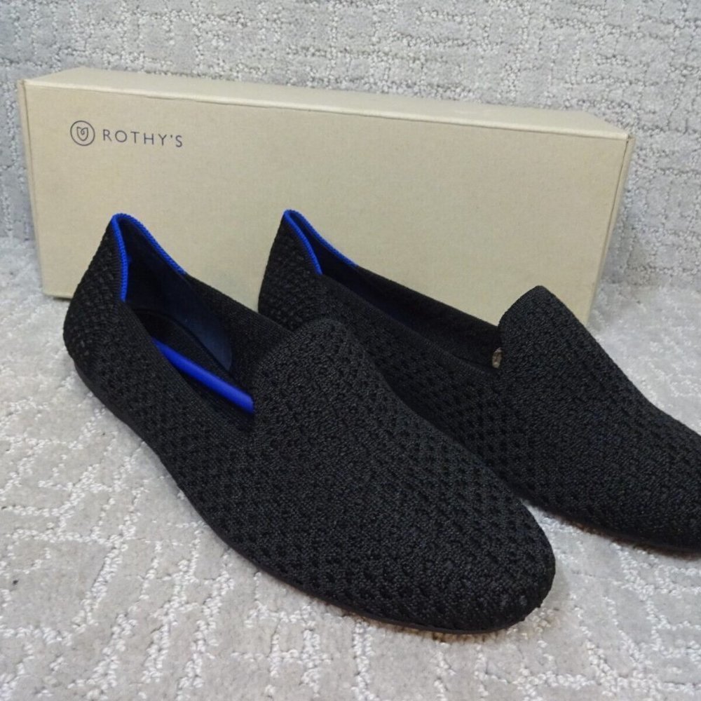 ROTHYS The Flat Black Honeycomb Round Toe Slip on Shoes Women's Size 7, 7.5, 9 - Picture 6 of 8